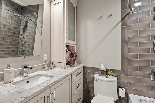 1225 Wissmann Dr, Ballwin, MO 63011 - full bath with vanity, tile walls, and shower / washtub combination