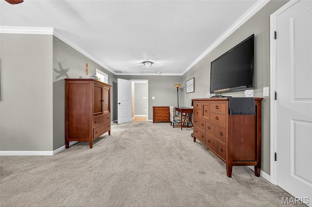 11178 Catatoga Dr, Plainview, IL 62685 - bedroom featuring light colored carpet and crown molding