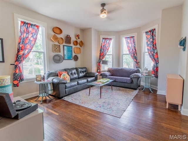 6454 Virginia Ave, Saint Louis, MO 63111 - living area with hardwood / wood-style floors and ceiling fan