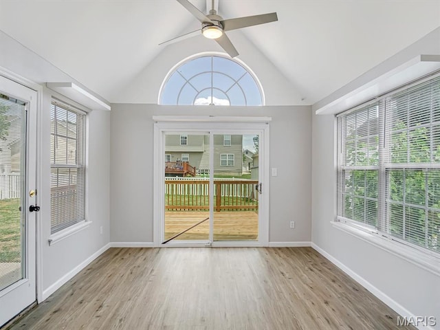 240 Brookmont Dr, Belleville, IL 62221 - entryway with wood finished floors, a ceiling fan, and lofted ceiling