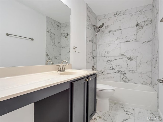 240 Brookmont Dr, Belleville, IL 62221 - full bathroom with vanity, bathtub / shower combination, and marble look tile flooring