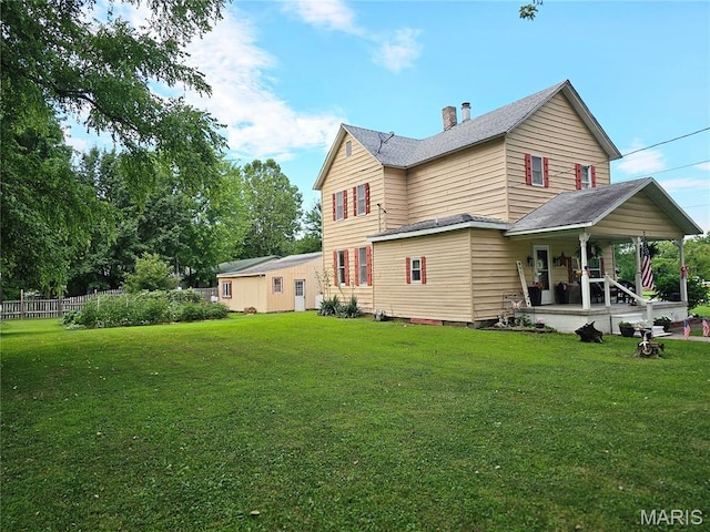 521 Cherry St, Tilden, IL 62292 - rear view of property with a chimney and covered porch