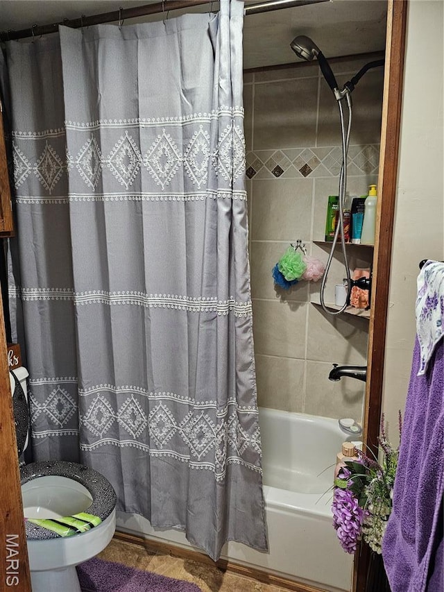 521 Cherry St, Tilden, IL 62292 - bathroom featuring shower / bath combo with shower curtain and toilet