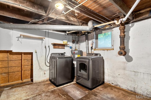 1404 State Route 156, Waterloo, IL 62298 - washroom with washer and clothes dryer and water heater