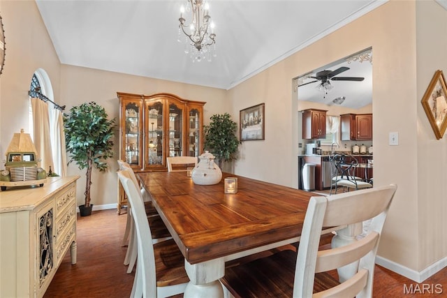 34 Windermere Dr, Glen Carbon, IL 62034 - dining room with a chandelier, a ceiling fan, and wood finished floors