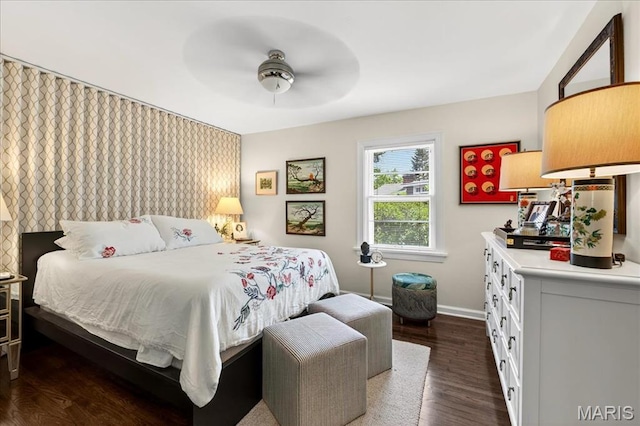 8548 Big Bend Blvd, Webster Groves, MO 63119 - bedroom with dark wood-style flooring and a ceiling fan