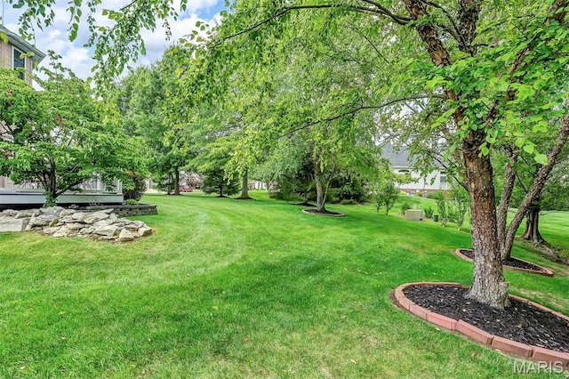 1011 Hawks Landing Dr, Lake St Louis, MO 63367 - view of grassy yard with a deck