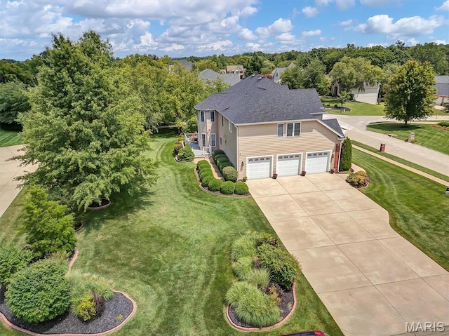 1011 Hawks Landing Dr, Lake St Louis, MO 63367 - aerial view of property and surrounding area with a tree filled landscape