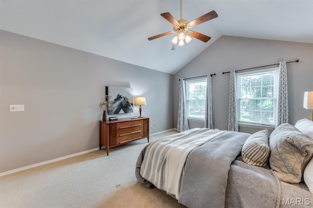 13153 Barrett Meadows Dr, Ballwin, MO 63021 - bedroom featuring lofted ceiling, light colored carpet, and a ceiling fan