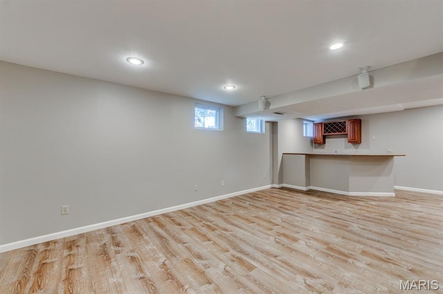 13153 Barrett Meadows Dr, Ballwin, MO 63021 - basement featuring light wood-style floors and recessed lighting