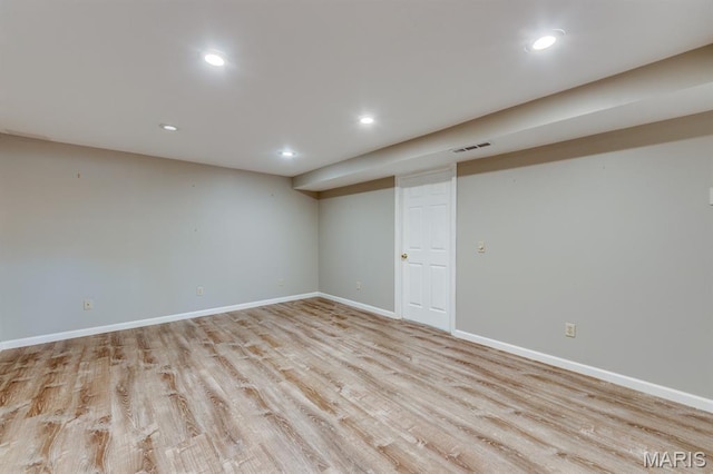 13153 Barrett Meadows Dr, Ballwin, MO 63021 - finished basement with recessed lighting and light wood-type flooring