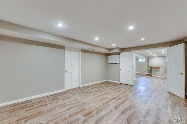 13153 Barrett Meadows Dr, Ballwin, MO 63021 - finished basement featuring recessed lighting and light wood-type flooring