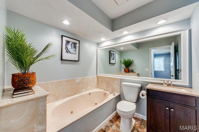 3534 Carriage Run Dr, Saint Charles, MO 63303 - full bath featuring a jetted tub, vanity, and recessed lighting