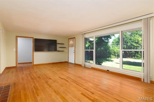 110 N 74th St, Belleville, IL 62223 - unfurnished living room featuring light wood-style flooring and baseboards