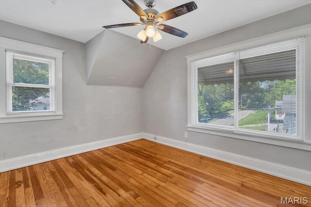 401 Estelle Ave, Ferguson, MO 63135 - additional living space with light wood-type flooring, ceiling fan, and lofted ceiling