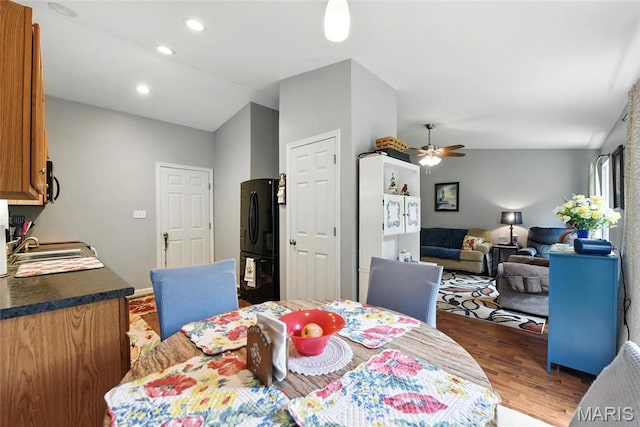2364 Arkansas Dr, High Ridge, MO 63049 - dining area featuring wood finished floors, ceiling fan, and recessed lighting