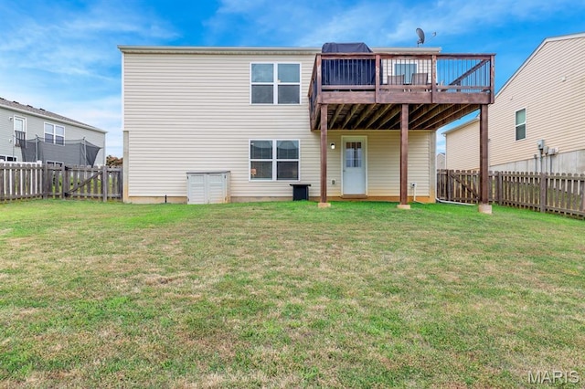 688 Rabbit Run Dr, Wentzville, MO 63385 - rear view of property featuring a wooden deck and a fenced backyard