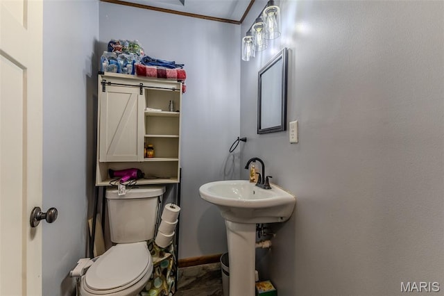 304 Warren St, Richland, MO 65556 - bathroom with ornamental molding and toilet