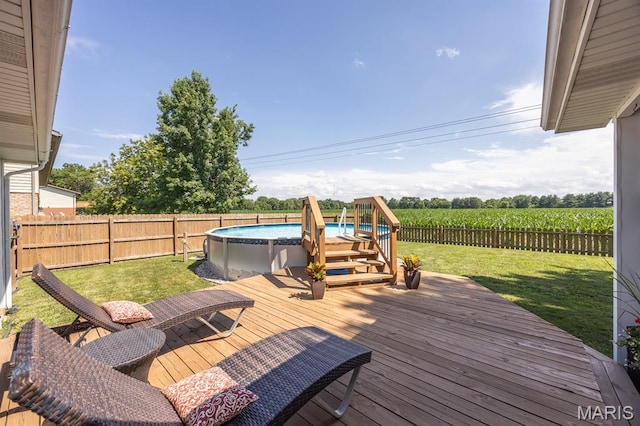 220 Southgate Dr, Freeburg, IL 62243 - wooden terrace with a fenced backyard, agricultural plots, and a rural view