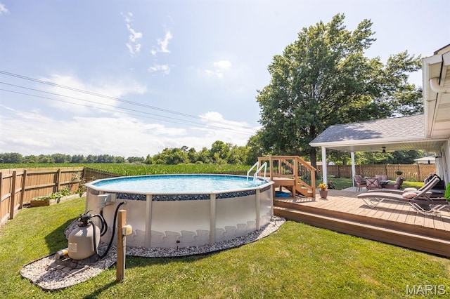 220 Southgate Dr, Freeburg, IL 62243 - view of swimming pool featuring a wooden deck and a fenced backyard