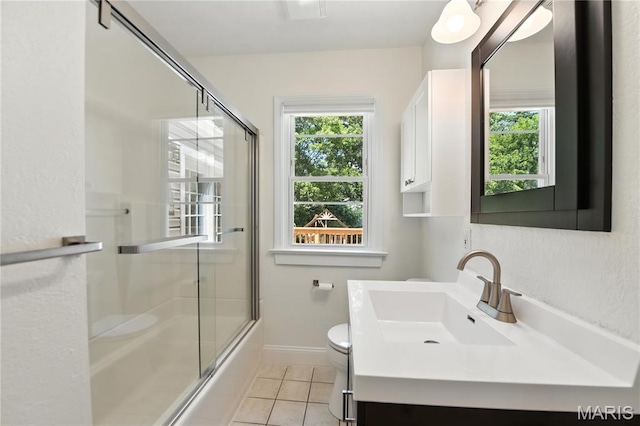 429 Belvedere Ln, Glendale, MO 63122 - full bathroom featuring tile patterned floors, vanity, and bath / shower combo with glass door