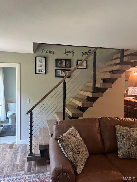 1333 Poor Farm Hollow Rd, Hardin, IL 62047 - stairs with wood finished floors