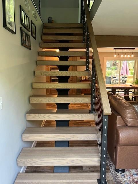 1333 Poor Farm Hollow Rd, Hardin, IL 62047 - stairway featuring wood finished floors