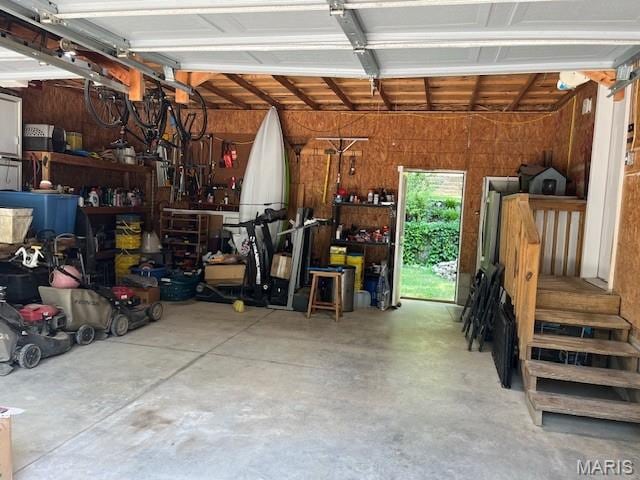 1333 Poor Farm Hollow Rd, Hardin, IL 62047 - garage featuring wooden walls