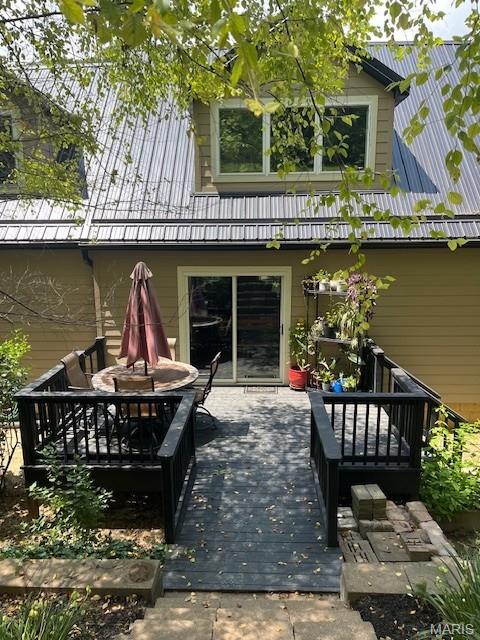 1333 Poor Farm Hollow Rd, Hardin, IL 62047 - view of patio featuring a wooden deck and outdoor dining space