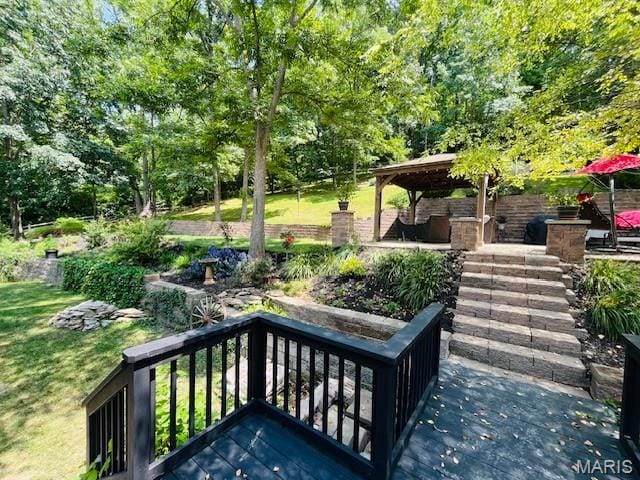 1333 Poor Farm Hollow Rd, Hardin, IL 62047 - view of green lawn featuring a deck and a gazebo