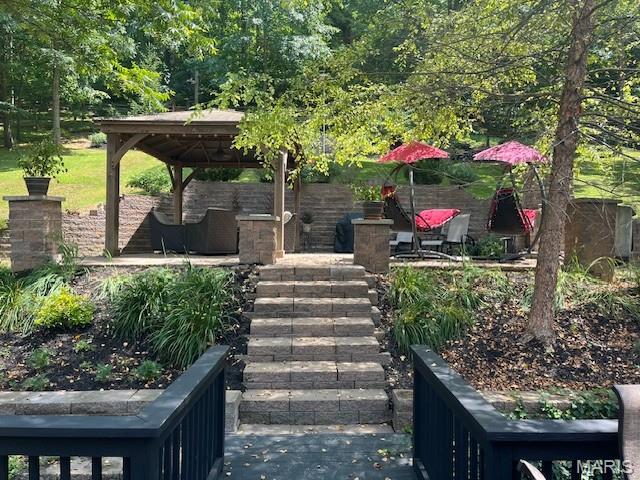 1333 Poor Farm Hollow Rd, Hardin, IL 62047 - view of patio with a gazebo