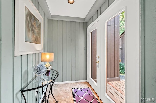 2 Tanewood Ct, Belleville, IL 62223 - doorway to outside featuring wood walls