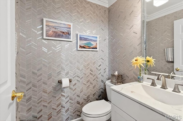 2 Tanewood Ct, Belleville, IL 62223 - bathroom featuring vanity and ornamental molding