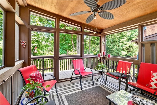 2 Tanewood Ct, Belleville, IL 62223 - sunroom / solarium featuring a ceiling fan and vaulted ceiling