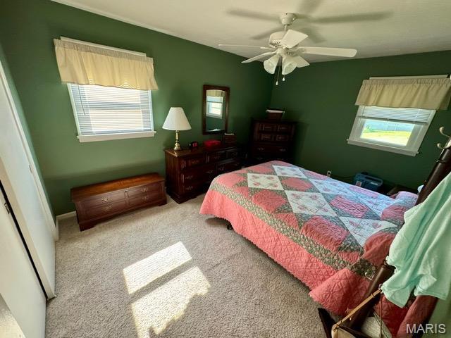 8 E 11th St, Washington, MO 63090 - bedroom featuring carpet floors and a ceiling fan