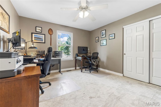 600 Emerald Meadows Ct, Saint Charles, MO 63304 - carpeted office space featuring ceiling fan and baseboards