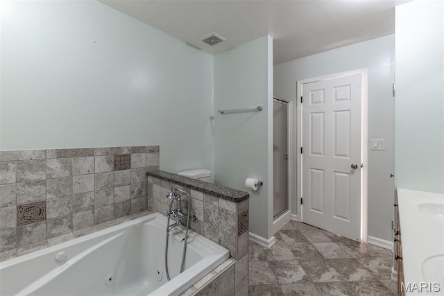 1409 Castle Mill Dr, Arnold, MO 63010 - bathroom with a whirlpool tub, vanity, and a shower stall