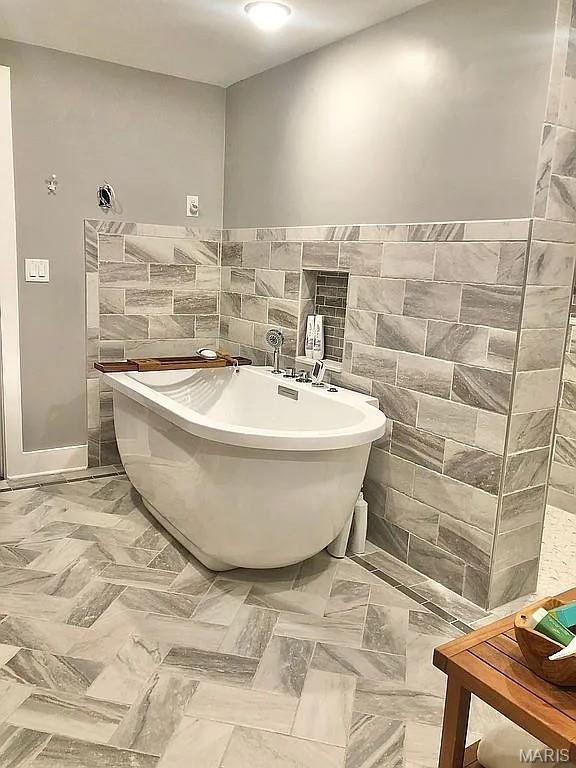 1106 Palmer Pl, Imperial, MO 63052 - bathroom with tile walls and a freestanding tub