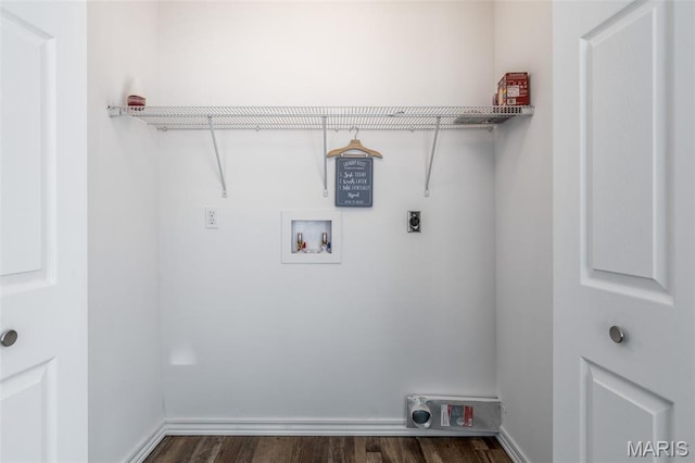 712 Maple St, Hillsboro, MO 63050 - laundry area featuring dark wood-style flooring, washer hookup, and hookup for an electric dryer