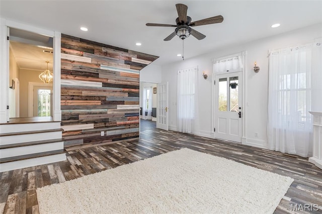 712 Maple St, Hillsboro, MO 63050 - entrance foyer with wood finished floors, plenty of natural light, recessed lighting, and ceiling fan