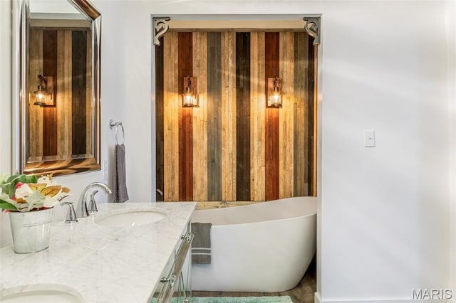 712 Maple St, Hillsboro, MO 63050 - bathroom with double vanity and a freestanding tub