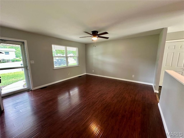 7 Oxbow Rd, Saint Peters, MO 63376 - empty room with a ceiling fan and dark wood-style flooring