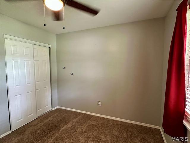 7 Oxbow Rd, Saint Peters, MO 63376 - unfurnished bedroom featuring carpet, a closet, and ceiling fan