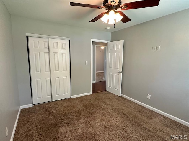 7 Oxbow Rd, Saint Peters, MO 63376 - unfurnished bedroom featuring carpet, a closet, and ceiling fan
