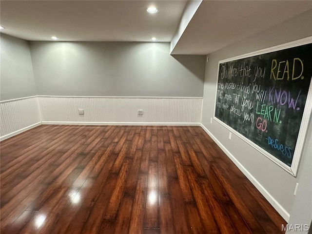 7 Oxbow Rd, Saint Peters, MO 63376 - finished below grade area featuring dark wood-style flooring, wainscoting, and recessed lighting