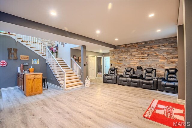 532 Fairfield Valley Rd, Pacific, MO 63069 - living room with stairs, light wood finished floors, and recessed lighting
