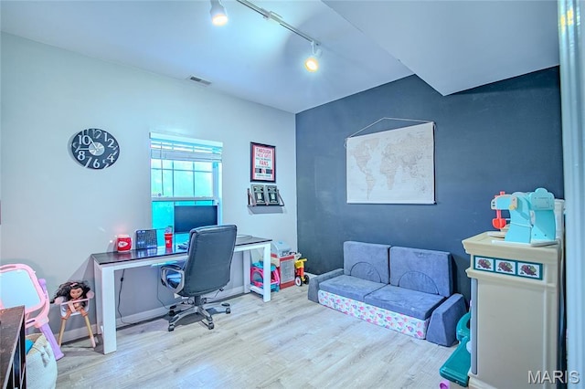 532 Fairfield Valley Rd, Pacific, MO 63069 - home office with wood finished floors and track lighting