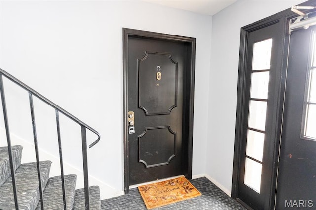 1675 Blue Ridge Dr Unit B, Lemay Township, MO 63125 - entrance foyer featuring stairway and dark wood-style floors