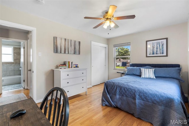 346 Madison Ave, Saint Louis, MO 63119 - bedroom featuring light wood finished floors, a ceiling fan, and a closet