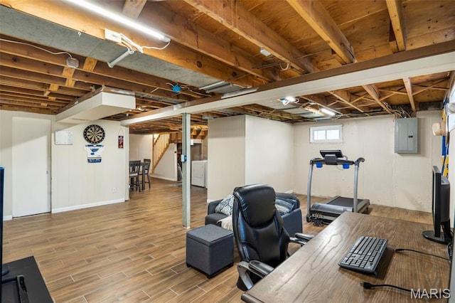 346 Madison Ave, Saint Louis, MO 63119 - office space with washer / dryer, wood finished floors, and electric panel